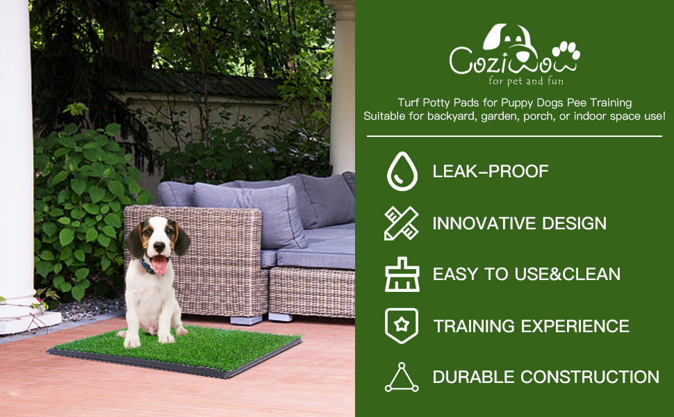 Coziwow Artificial Dog Grass Mat Potty Grass Toilet Trainer, Easy Cleaning Grid Tray with Drawer, ABS Material DM 20220527145137 003
