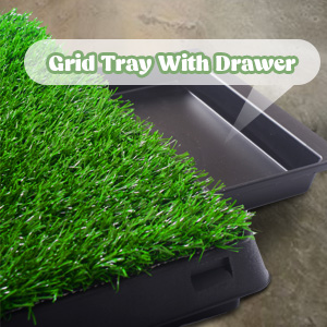 Coziwow Artificial Dog Grass Mat Potty Grass Toilet Trainer, Easy Cleaning Grid Tray with Drawer, ABS Material DM 20220527153110 005