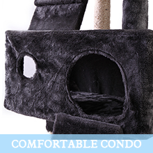 Coziwow 67″ Large Multi-Level Cat Tree Tower Kitty Play Activity Center W/ Climbing Ladders, Hanging Mouse Toy, 3 Perches, Gray DM 20220527161133 004