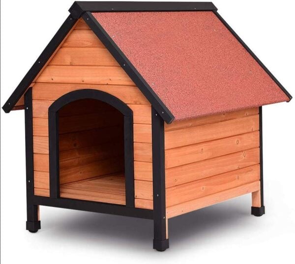 Rural Outdoor Wood Dog Pet House with Weatherproof Peaked Roof for All-Sized Dogs DM 20220530101111 001 Backyard Wooden Dog House with Peaked Roof