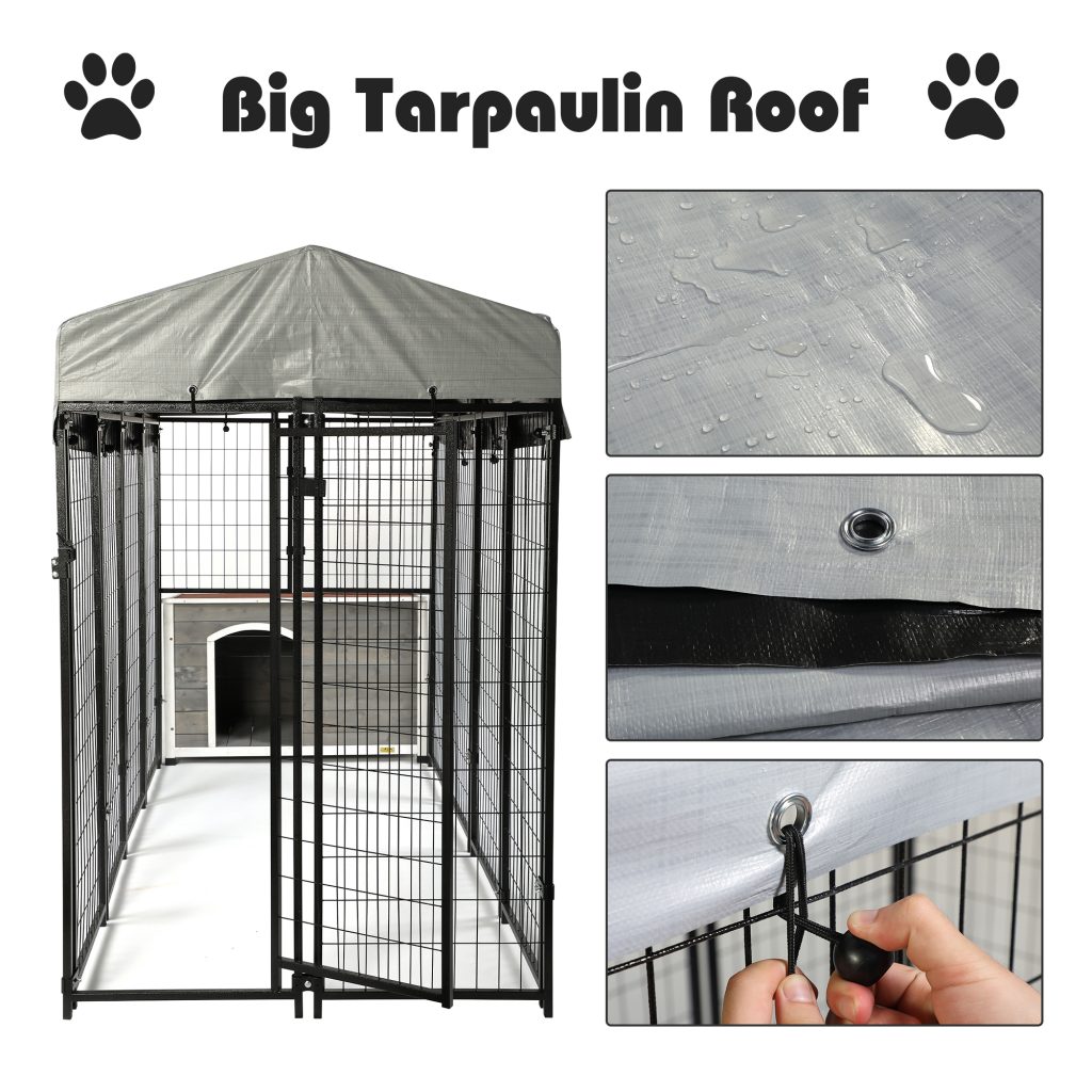 Heavy Duty Weather-proof Dog Cage & Pinewood Pet House Kennel Suit DM 20220530110234 001