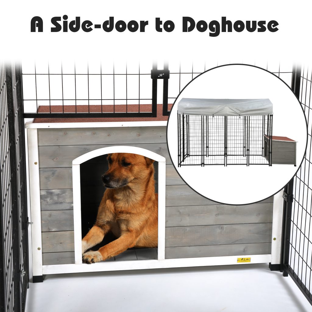 Heavy Duty Weather-proof Dog Cage & Pinewood Pet House Kennel Suit DM 20220530110240 001