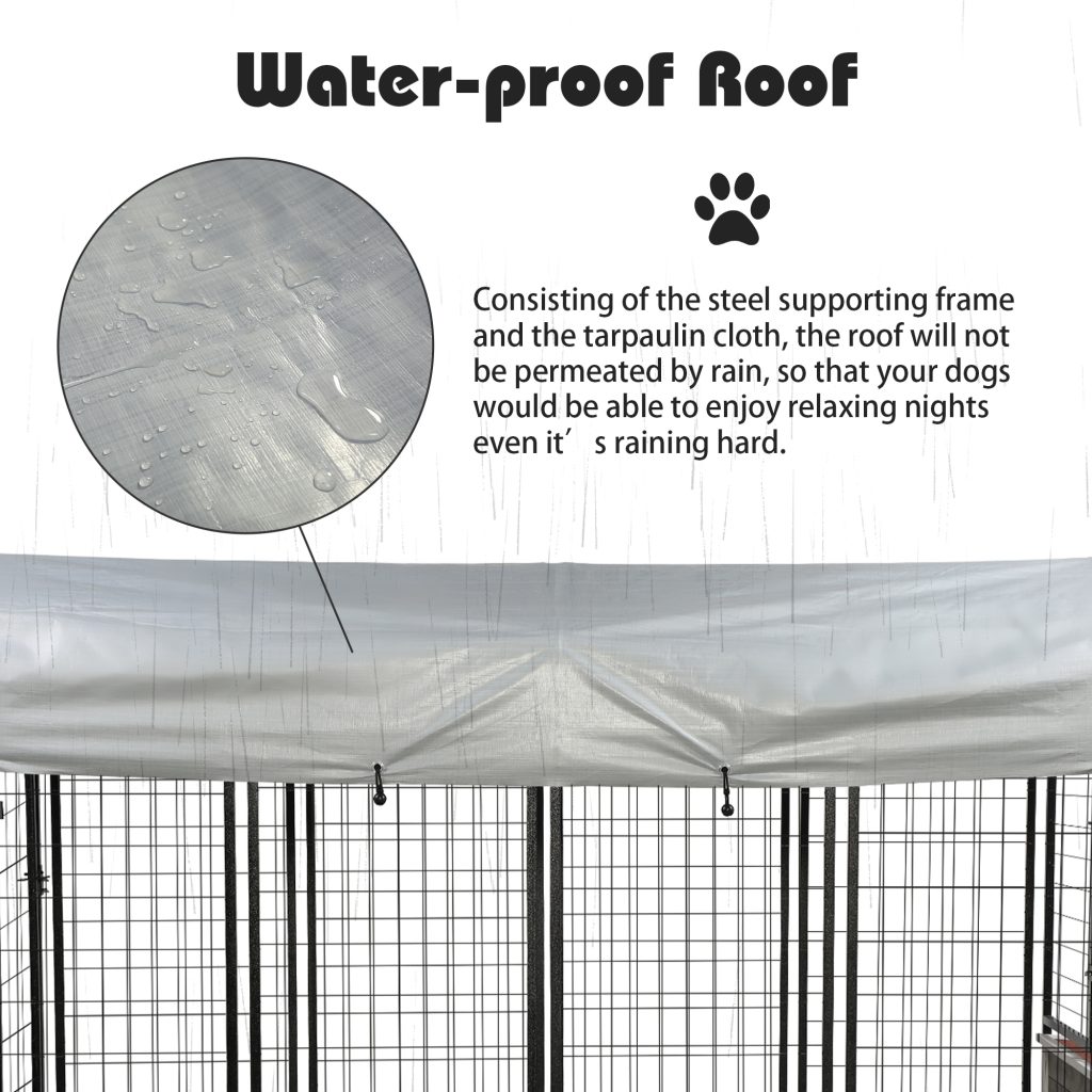 Heavy Duty Weather-proof Dog Cage & Pinewood Pet House Kennel Suit DM 20220530110243 001