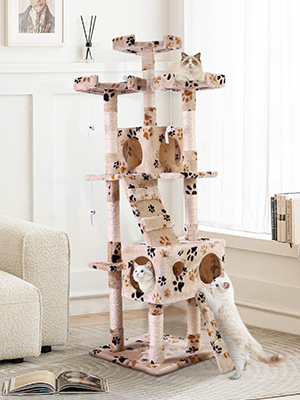 67" High Multilevel Cat Tree Tower Condo Play House w/ 2 Rooms and Scratching Posts DM 20220530110557 002