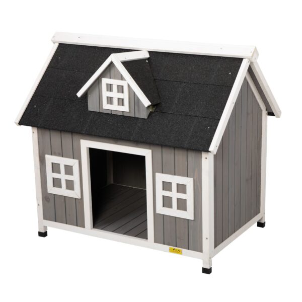 Coziwow Outdoor Wood Dog House with Porch and Weather Resistant Roof, for Small to Medium Size, Gray+White DM 20220530115003 001 wooden doghouse for small to medium dogs