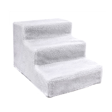 Coziwow Luxury Sturdy 3-Step Portable Dog Stair Helper for Small Pets, with Machine Washable Cover, PP Material, White DM 20220530132416 003