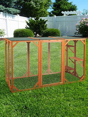 Coziwow Rustic Wooden Outdoor Cat Pet Enclosure Cage Playpen Kennel with 3 Platforms DM 20220530134438 001