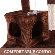 Coziwow 67" Cat Condo Tree Tower for Multiple Cats with 2 Boxes and 3 Perches, Brown DM 20220530163347 004