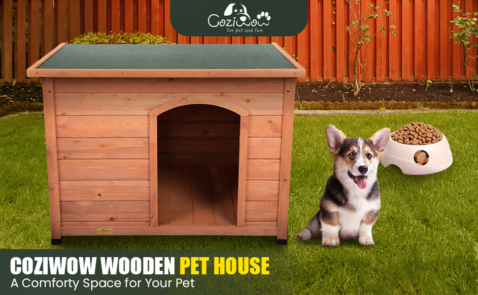 Coziwow High-Quality Wooden Dog House Openable Water Resistant Roof, For Small to Large Size Dog, Indoor and Outdoor, Nature DM 20220530173441 001