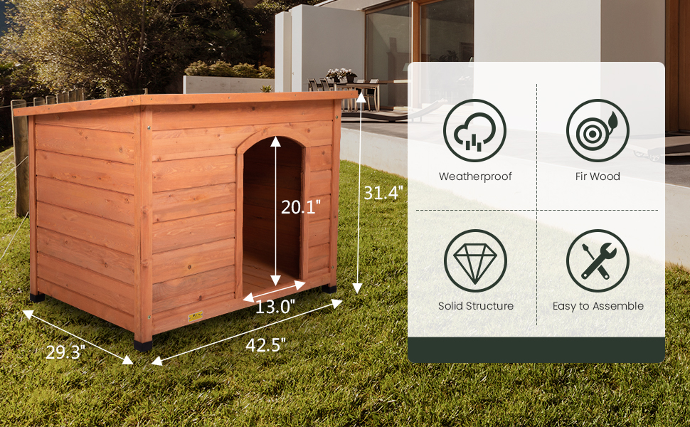 Coziwow High-Quality Wooden Dog House Openable Water Resistant Roof, For Small to Large Size Dog, Indoor and Outdoor, Nature DM 20220530173503 001
