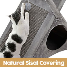 Coziwow 26" X-Frame Foldable Cat Tower Tree Climber, Double-Deck Pet House Bed with Scratcher, Gray DM 20220531162353 001