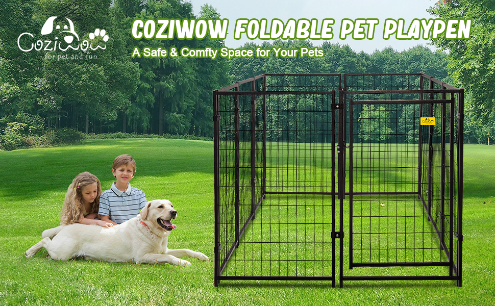 Coziwow Dog Playpen 47 Inches 10 Panels, Heavy Duty Pet Dog Crate, Foldable Dog Outdoor Exercise Fence, Black DM 20220531163844 001