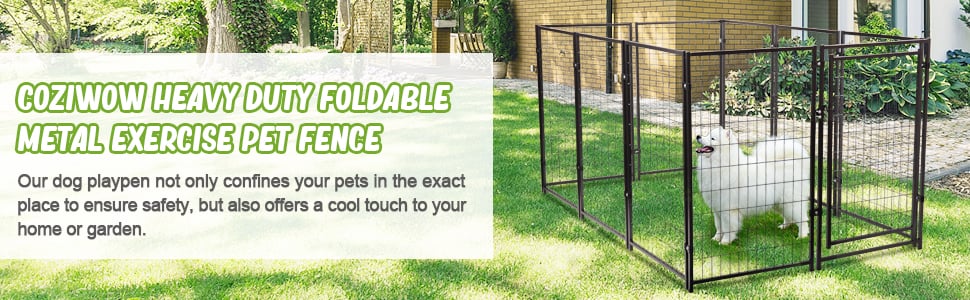 10-Panel Foldable Dog Playpen Crate with Door Heavy-Duty Pet Exercise Fence Barrier DM 20220531163913 001