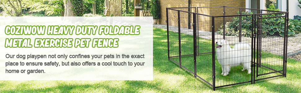Coziwow Dog Playpen 47 Inches 10 Panels, Heavy Duty Pet Dog Crate, Foldable Dog Outdoor Exercise Fence, Black DM 20220531163913 001