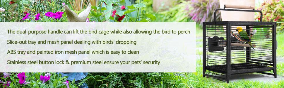 Coziwow 18.9 Inch Portable Travel Parrot Bird Cages With Slide-Out Tray And Mesh Panel DM 20220531165812 001