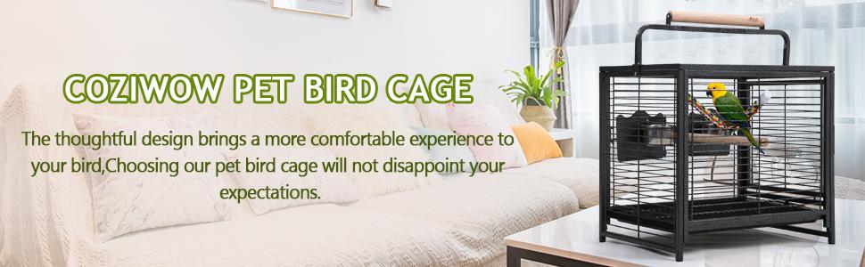 Coziwow 18.9 Inch Portable Travel Parrot Bird Cages With Slide-Out Tray And Mesh Panel DM 20220531165819 001