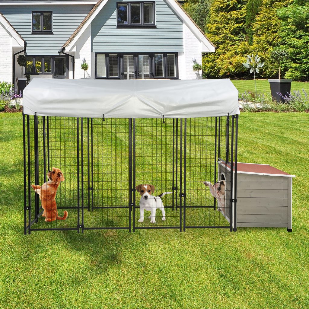 Coziwow Heavy Duty Weatherproof Dog Crate&Solid Pinewood Pet House Kennel Suit, with Galvanized Steel, Sturdy and Rust-Proof DM 20220606113832 001
