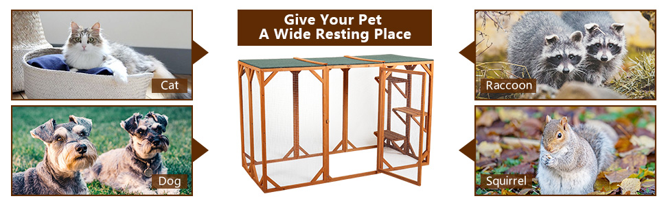 Coziwow Rustic Wooden Outdoor Cat Pet Enclosure Cage Playpen Kennel with 3 Platforms DM 20220606133911 001