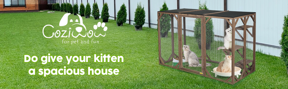 Coziwow Large Wooden Catio Outdoor Cat Enclosure Pet Playhouse Playpen DM 20220606140457 001
