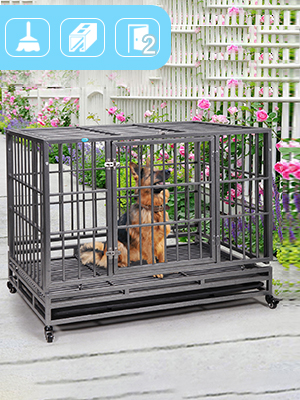 Coziwow 42" Heavy Duty Metal Large Dog Crate, High-End Stylish Dog Crate with a Flat Top, 4 360-Degree Rotating Casters, for Small to Large Dog a00e48a4 bb8d 4ba5 aa65 279ba7430e02. CR00300400 PT0 SX300 V1 1
