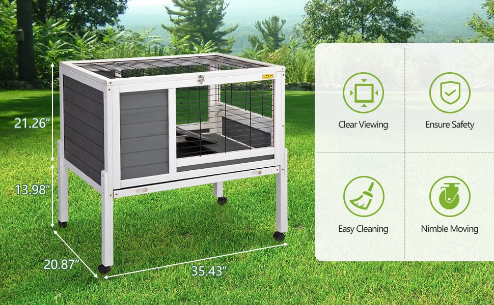 Coziwow Raised Large Rabbit Hutch Small Animal House, Indoor Outdoor Bunny Cage With Openable Roof and Removable Tray a6e3ca22 8836 4612 821b 2d095a8b975b. CR00970600 PT0 SX970 V1