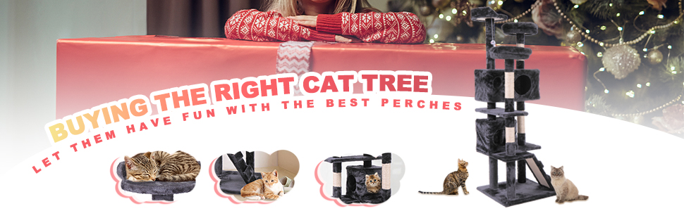 Coziwow 60″H Modern Cat Tree With Scratching Posts, Black b1d916e4 5484 47a6 89ec 79a57700927a. CR00970300 PT0 SX970 V1