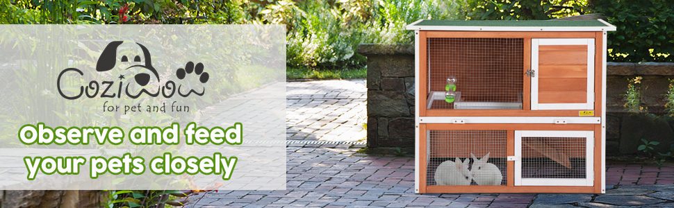 Coziwow 35″L 2-Tier Outdoor Inddor Wood Rabbit House With Waterproof Roof, Orange+White b4751830 14ae 4409 86dc cfbb7f5673dd. CR00970300 PT0 SX970 V1