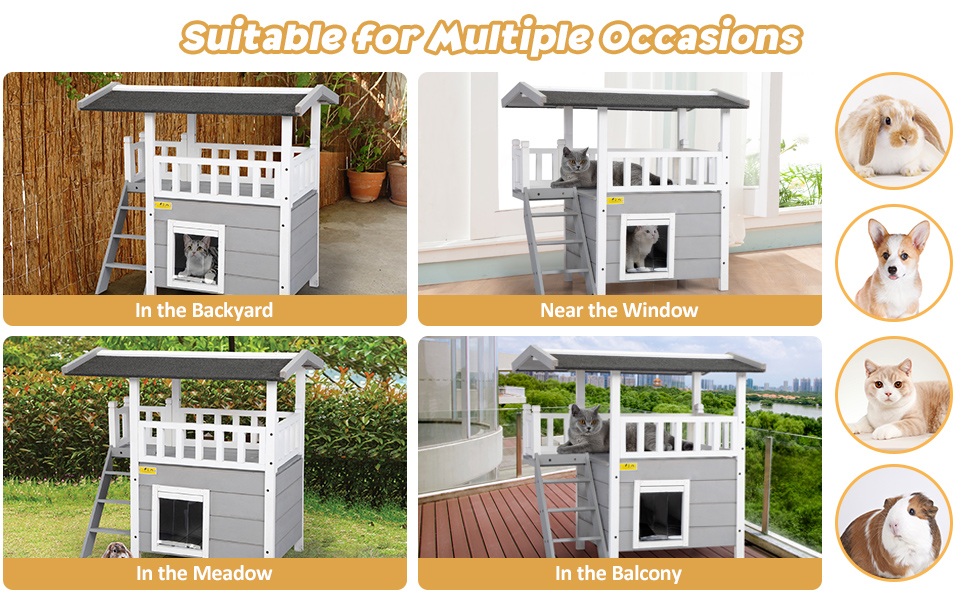 2-Tier Wood Pet Dog Cat House with a Roofed View Deck b64dfc3c 15bb 4405 8645 be5d1c21be87. CR00970600 PT0 SX970 V1