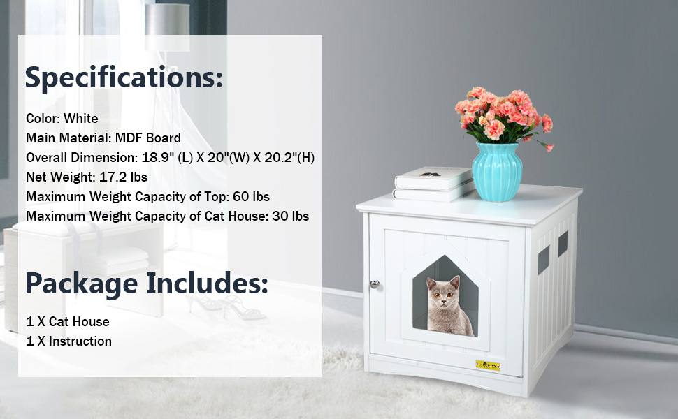 Coziwow 20" H Hideable Wooden Cat Litter Box Enclosure Nightstand w/ Pentagonal Hole, 4 Vents, White b7c2fc92 7cdf 4c90 9e41 f600de7162d4. CR00970600 PT0 SX970 V1