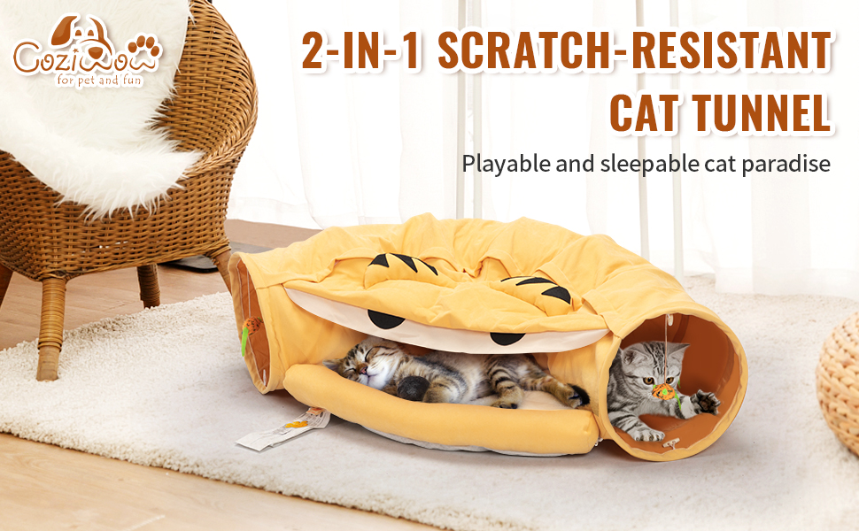Coziwow Cat Tunnel Bed Hide Tunnel for Indoor Cats with Hanging Scratching Balls, Orange b92bd758 0bae 46ef a7f1 5493f9ca13a1. CR00970600 PT0 SX970 V1