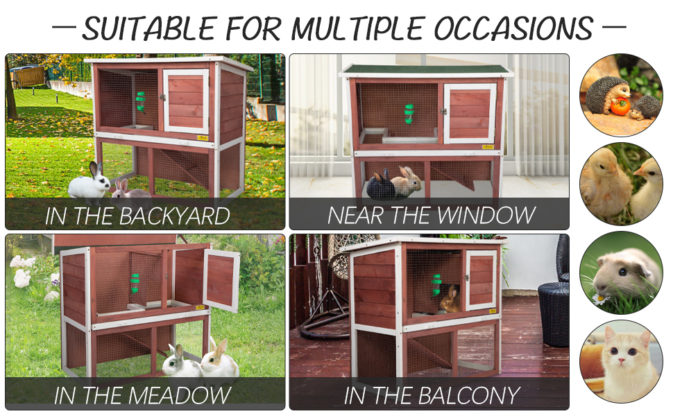 Coziwow 35″L 2-Tier Outdoor Inddor Wood Rabbit House With Waterproof Roof, Red + White bac901e6 f608 4971 b7bb c9008a774dfe. CR00970600 PT0 SX970 V1