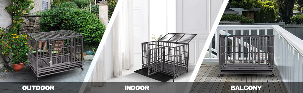 Coziwow 42" Heavy Duty Metal Large Dog Crate, High-End Stylish Dog Crate with a Flat Top, 4 360-Degree Rotating Casters, for Small to Large Dog bb1d6695 c8b1 4c6b 91d9 dc25a2199f76. CR00970300 PT0 SX970 V1 1