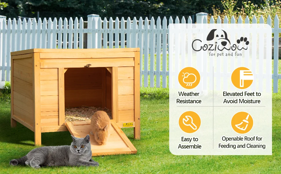 Coziwow 24″L Wooden Outdoor/Indoor Rabbit Enclosure With Waterproof Roof, Earth Yellow c2ecdcee c6f8 4508 a6ff bbde93c7a676. CR00970600 PT0 SX970 V1
