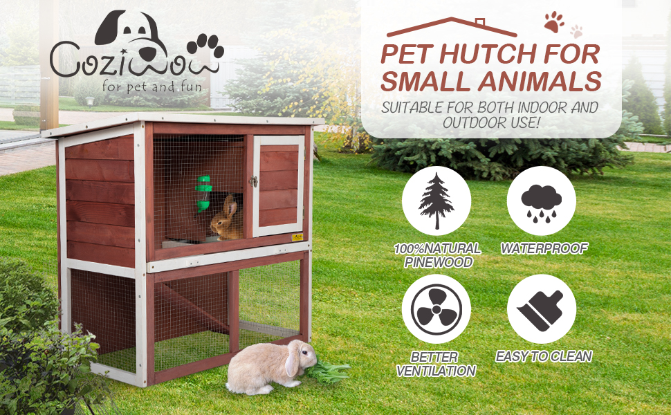 2-Tier Wood Rabbit Hutch for Small Animal Pet w/ Sloped Weatherproof Roof & Ramp cd15abbe 2dd8 4afe 8e34 a65447fe456c. CR00970600 PT0 SX970 V1