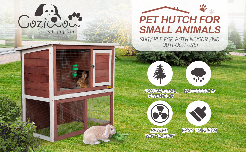 Coziwow 35″L 2-Tier Outdoor Inddor Wood Rabbit House With Waterproof Roof, Red + White cd15abbe 2dd8 4afe 8e34 a65447fe456c. CR00970600 PT0 SX970 V1