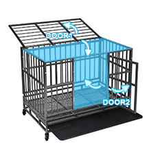 Coziwow 37" Heavy Duty Metal Double Door Large Dog Crate, High-End Stylish Dog Crate with a Flat Top, 4 360-Degree Rotating Casters d7f6b6cc 9131 49e5 8cc4 494560957db7. CR00220220 PT0 SX220 V1