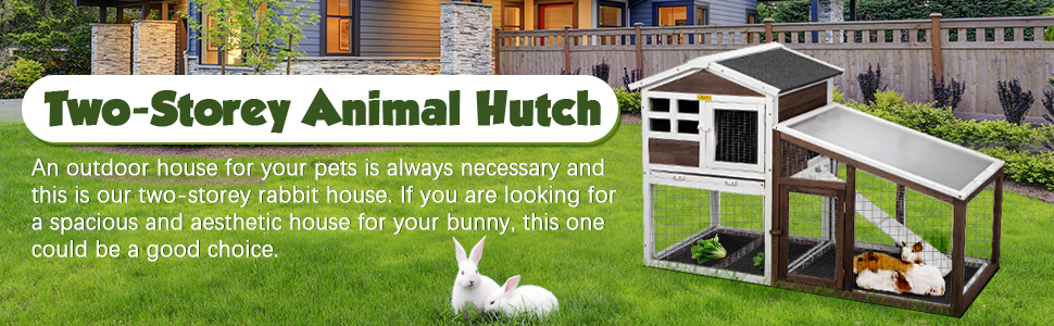 Coziwow 2-Story Wooden Rabbit Hutch, Indoor and Outdoor Bunny Cage Chicken Coop W/ Pull Out Tray, Brown db40bc53 11de 41c1 8bd4 683dd883cecf. CR00970300 PT0 SX970 V1