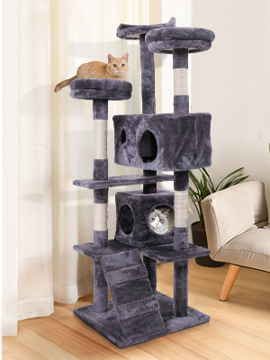 Coziwow 60" Multi-Level Cat Tree Tower Kitten Condo House with Scratching Posts, Gray e1f28be9 10d0 493c 8b39 39f97ace7385. CR00300400 PT0 SX300 V1