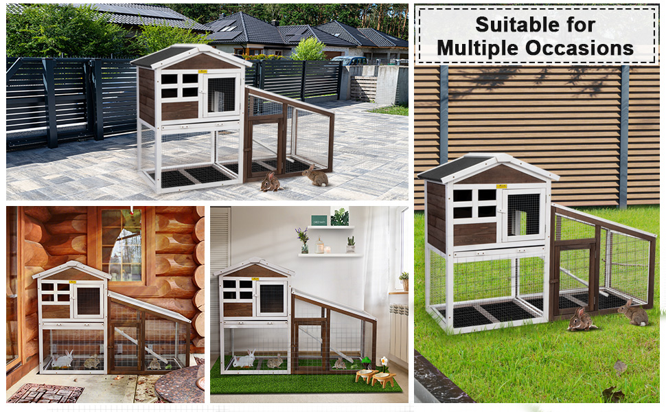 Coziwow 2-Story Wooden Rabbit Hutch, Indoor and Outdoor Bunny Cage Chicken Coop W/ Pull Out Tray, Brown f495ca97 6c4f 451a 93e7 96ab7164e743. CR00970600 PT0 SX970 V1