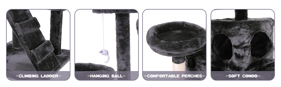 Coziwow 60″H Modern Cat Tree With Scratching Posts, Black f820a0e3 4158 412c 995c 670e294d2180. CR00970300 PT0 SX970 V1