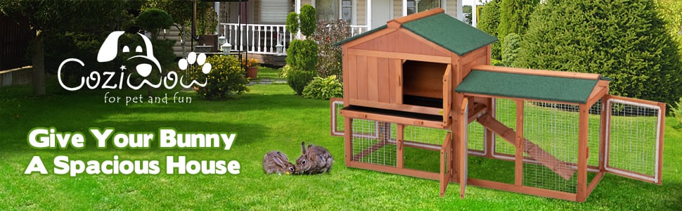 Coziwow 2-Tier Wooden Large Rabbit Hutch Bunny Cage Rooster Run Pen W/Openable Roof, Removable Tray, and Ventilated Mesh, Orange f9edcf6f 8838 4795 9f22 d0ec650cff3e. CR00970300 PT0 SX970 V1