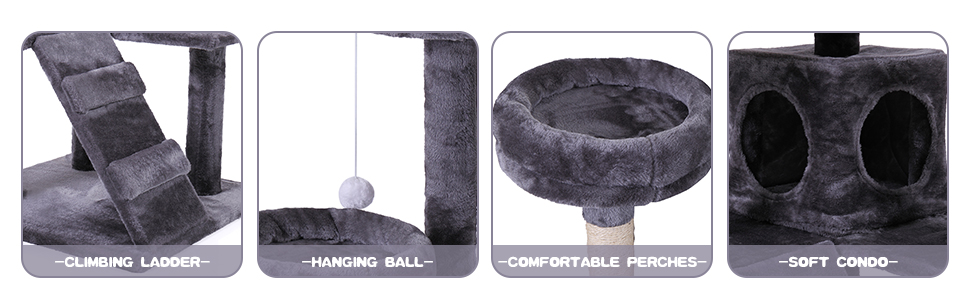 Coziwow 60″H Modern Cat Tree With Scratching Posts, Gray f9f5ddb8 6ad9 4f6a 9d5e 3dd32d87c8b7. CR00970300 PT0 SX970 V1