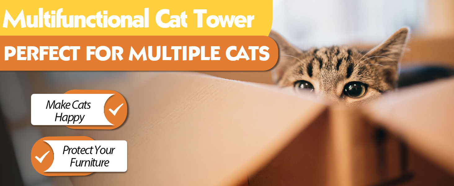 67″ Multi-Level Cat Tree Tower Kitten Condo House With Scratching Posts, Grey 画板 1 拷贝 2 8