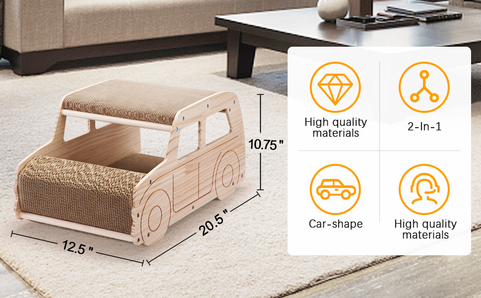 Coziwow 2-in-1 Wood Cat Scratcher Pad Corrugated Scratch House, Car-Shaped 00b4668d 2dd9 4b3d 853c 36bd3097f763. CR00970600 PT0 SX970 V1