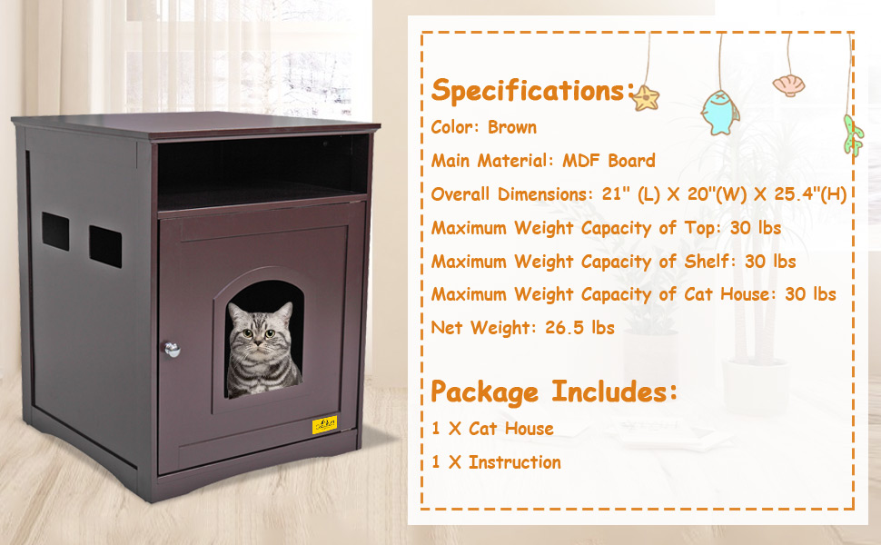 Coziwow Enclosed Cat Litter Box Hidden Cabinet, 20.1”L x 20.9”W x 25.4”H, Brown 0e4d8a0e 4664 44f2 b1ee c7c1b8c61a80. CR00970600 PT0 SX970 V1