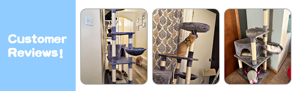 Coziwow 58" 4-Tier Cat Climbing Tree Tower Condo, Multi-Level Activity House Kitty Play Tower with Scratching Posts, Light Gray 1a537839 c38c 4680 ae70 2df19bd36c6e. CR00970300 PT0 SX970 V1