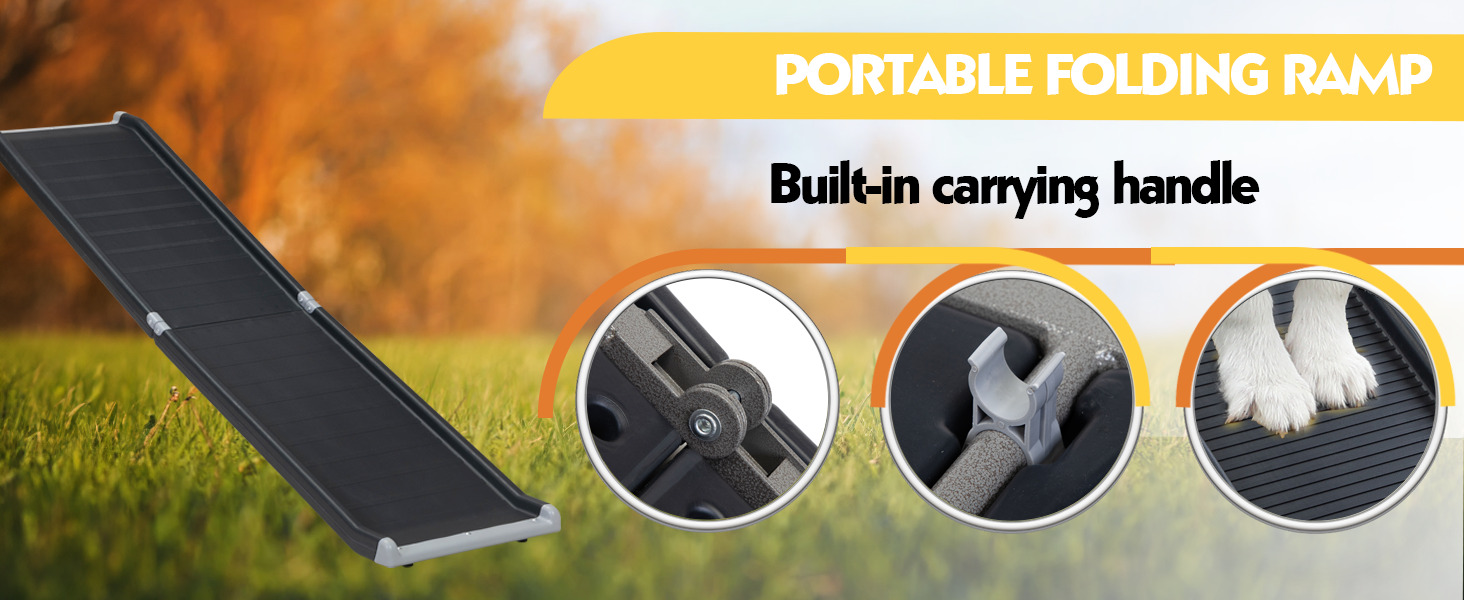 63″ L Portable Foldable Dog Ramp with Non-Slip Surface, Black 1拷贝3 1 Dog Ramp