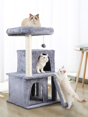 Coziwow 34" Cat Scratching Tree Post Pole Tower Condo Kitty Activity Bed Stand Scratcher, Light Gray 3236528e ef73 4863 8634 8c94373192c3. CR00300400 PT0 SX300 V1