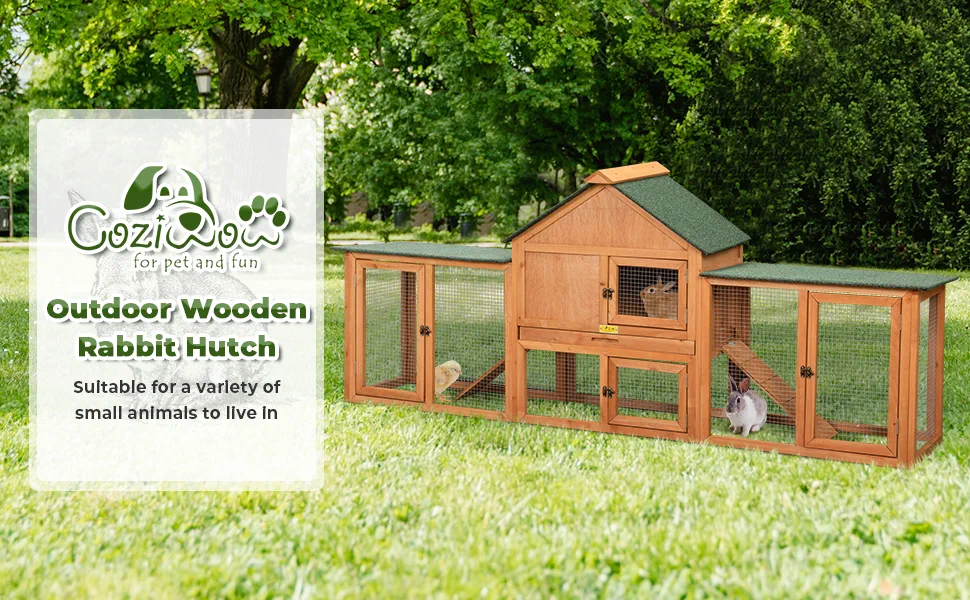 Coziwow 84"L Extra-Large Wooden Rabbit Cage With Double Runs, Orange 34851862 ea14 4b74 a58b 07f1649781d5. CR00970600 PT0 SX970 V1