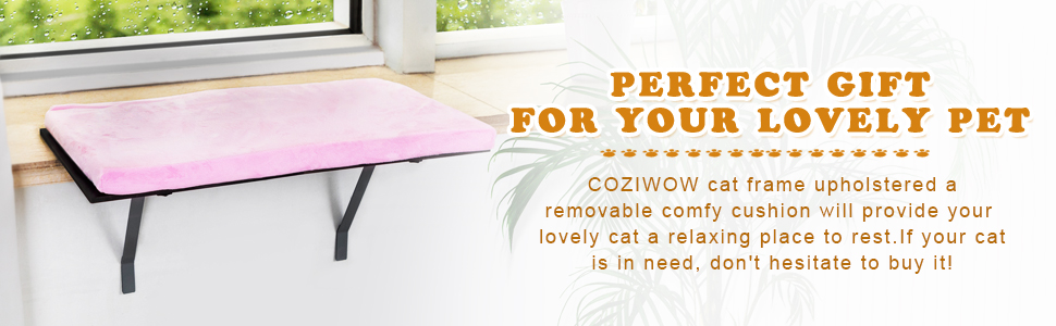Coziwow Cat Window Perch Mounted Cat Shelf Bed for Large Cats Indoor w/Soft Plush Cover, Pink 3e7199db 22fc 41b9 bb11 9233dd35abde. CR00970300 PT0 SX970 V1